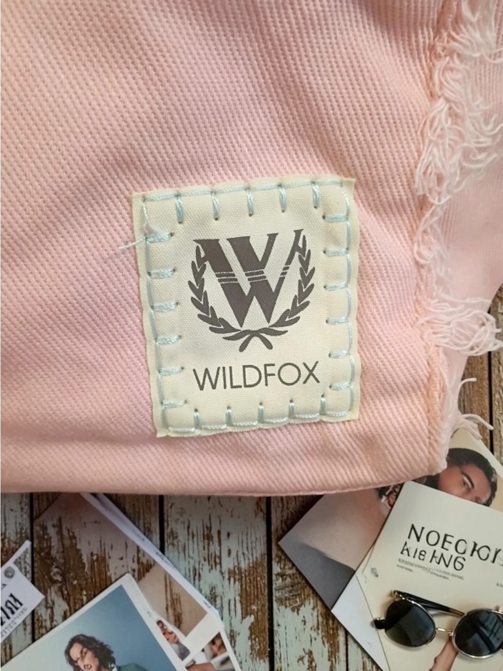 Wildfox Pink Frayed Denim Tote with Detachable Shoulder Strap NWT 🌸 - Picture 2 of 8